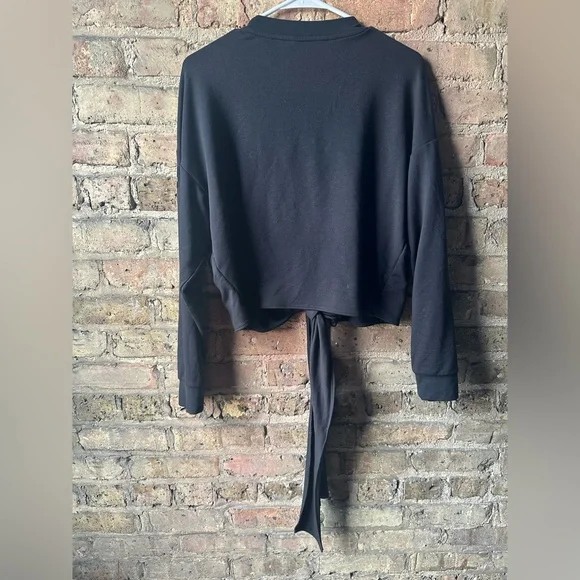 ALO Yoga Black Tie-Front Sweatshirt - Picture 5 of 6